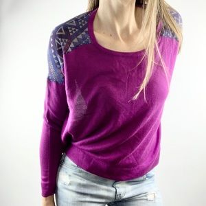 ANTHROPOLOGIE | Tribal Dual Fabric Sweater